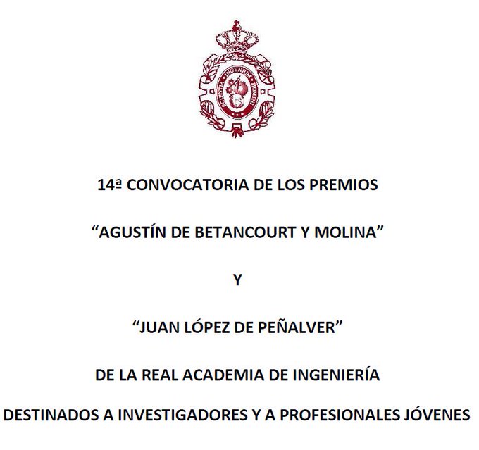 XIV Convocatoria Premios “Agustín de Betancourt y Molina” y “Juan López de Peñalver” para investigadores y profesionales